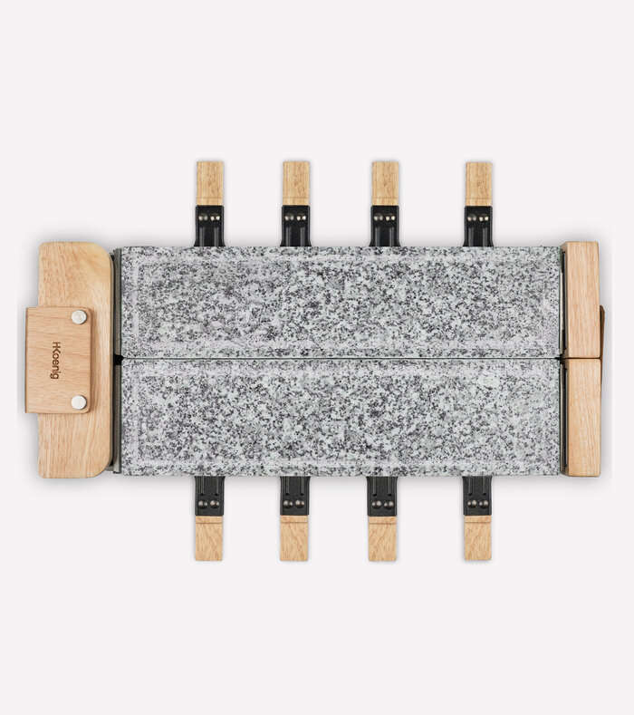 Raclette con piedra natural para 8 personas  diseño en madera WOD362
